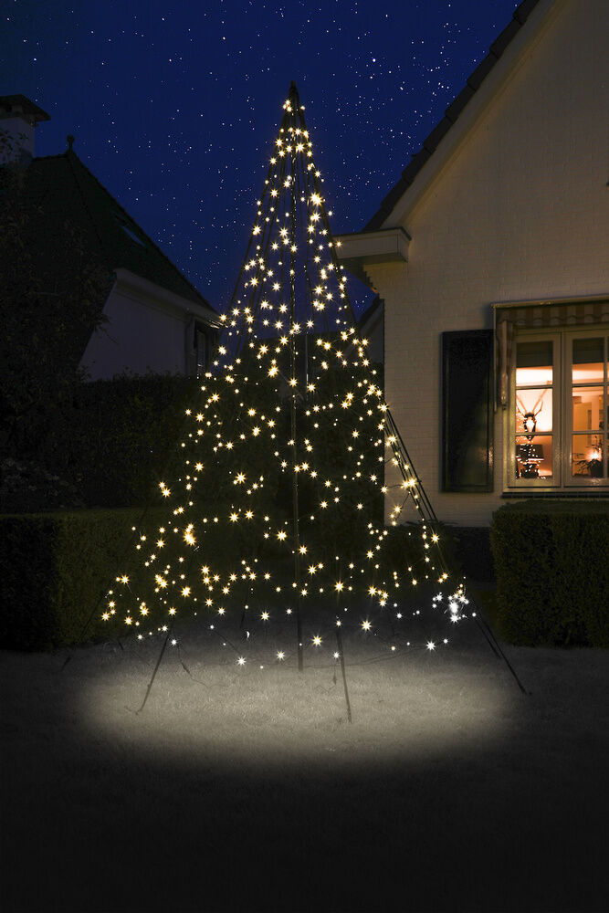 Fairybell Twinkle - Vlaggenmast kerstboom - 480 - Warm wit - 300 cm
