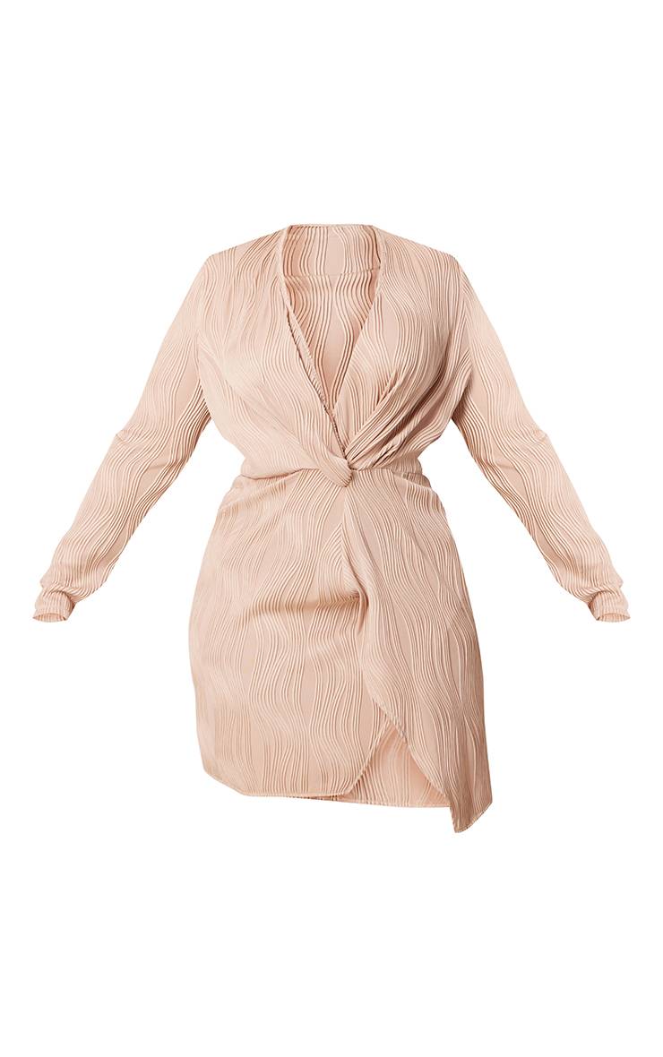 Gris Pierre Robe Grande Taille Plissée À Devant Cache-cœur