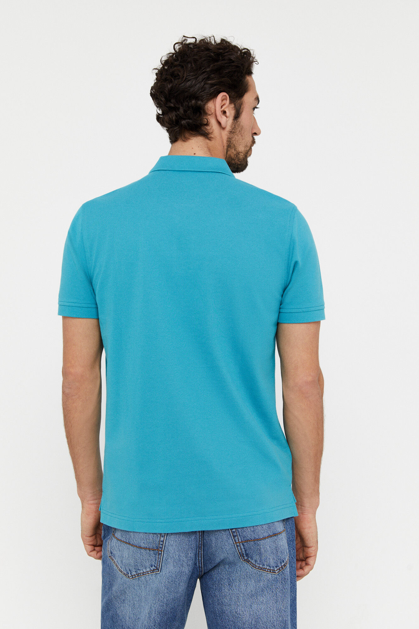 Polo piqué com logo - Turquesa