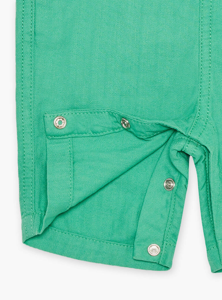 Salopette courte vert pistache en herringbone