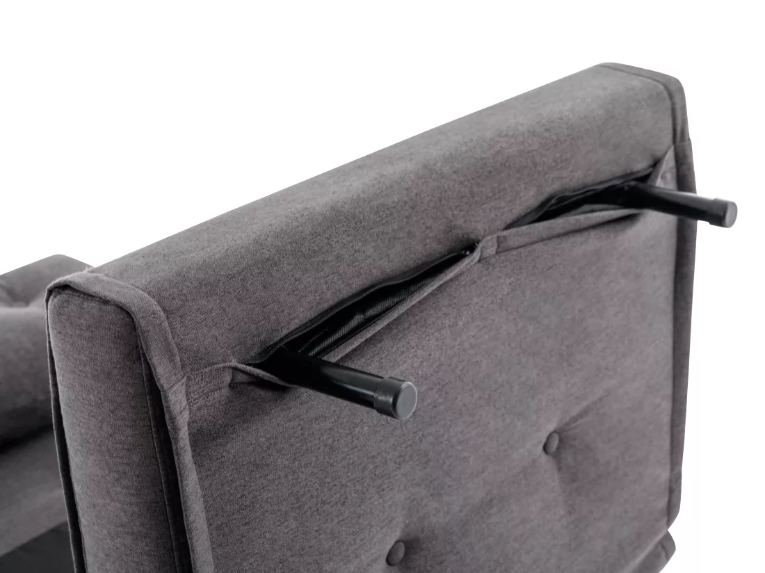 Fauteuil convertible en tissu anthracite URIBIA