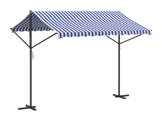 Auvent autoportant bleu et blanc 300x300 cm tissu et acier
