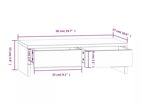Support pour moniteur 50x27x15 cm Bois de pin solide