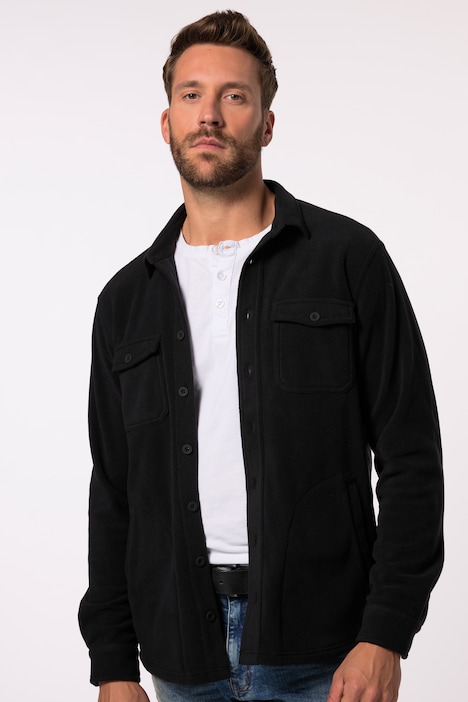JP 1880 Fleece-Overshirt, Langarm, Kentkragen, bis 8 XL