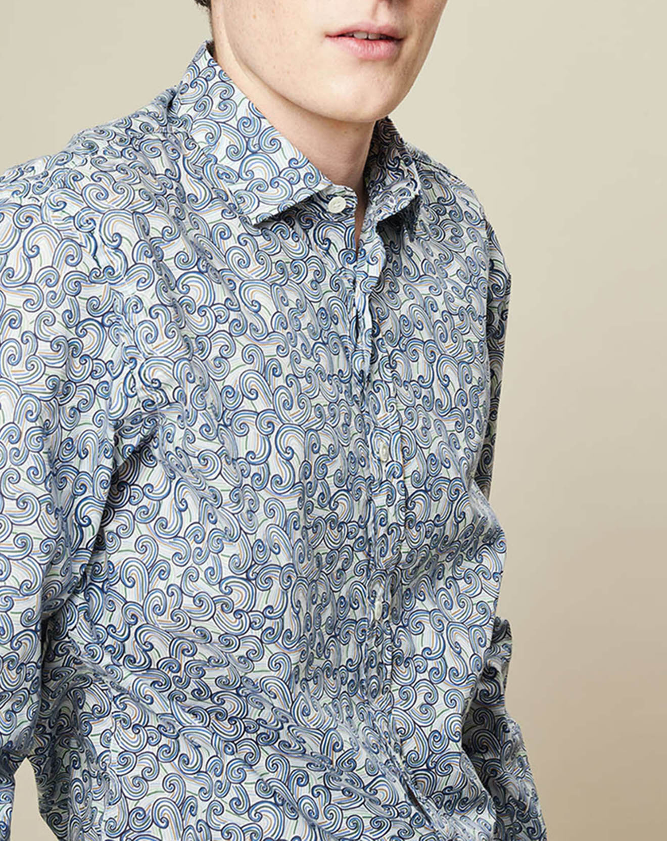 Hartford Chemise Slim Fit Sammy imprimée bleue