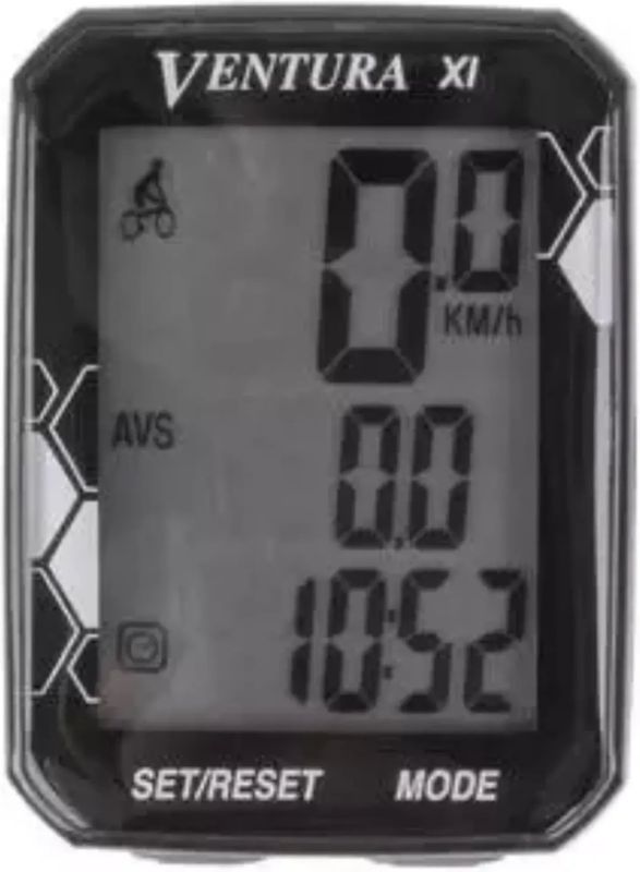 Ventura Fietscomputer met 11 functies - bekabeld - compact ontwerp - zwart