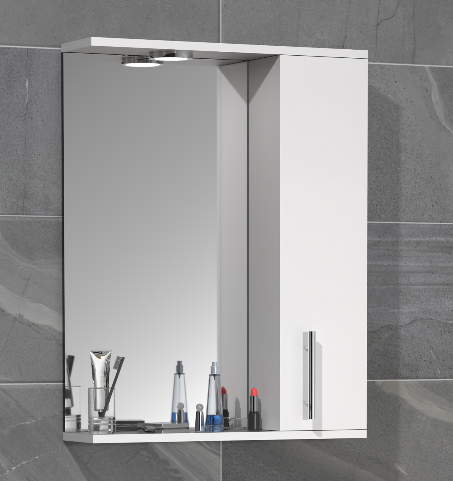 Spiegelschrank LISALO L - weiß - mit Beleuchtung - 55 cm