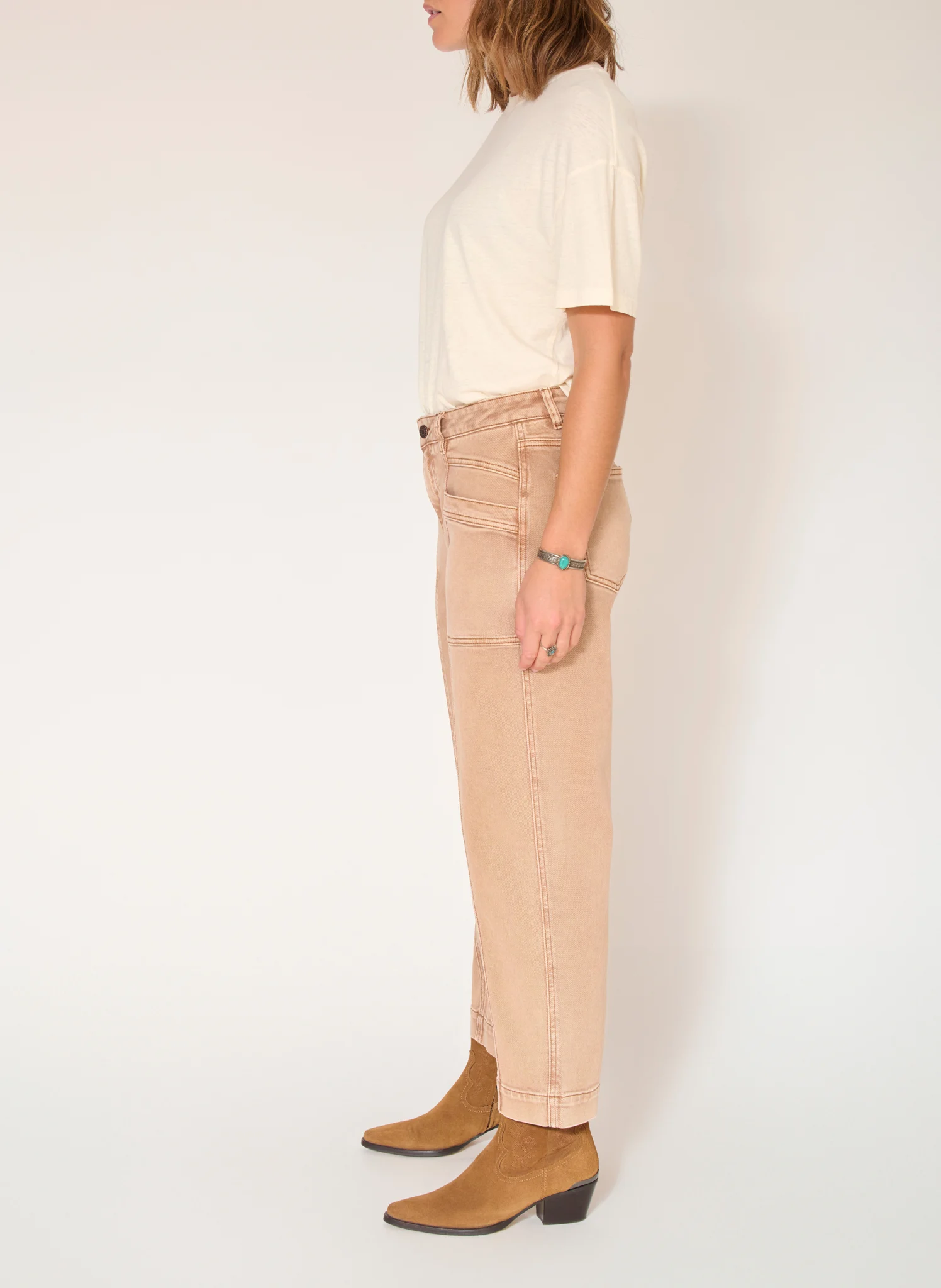 PRINCETON VINTAGE TWILL - Jean droit délavé | Marron