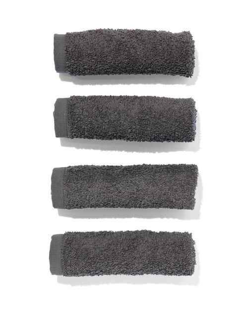 4 serviettes pour le visage 30x30 grises - qualité épaisse