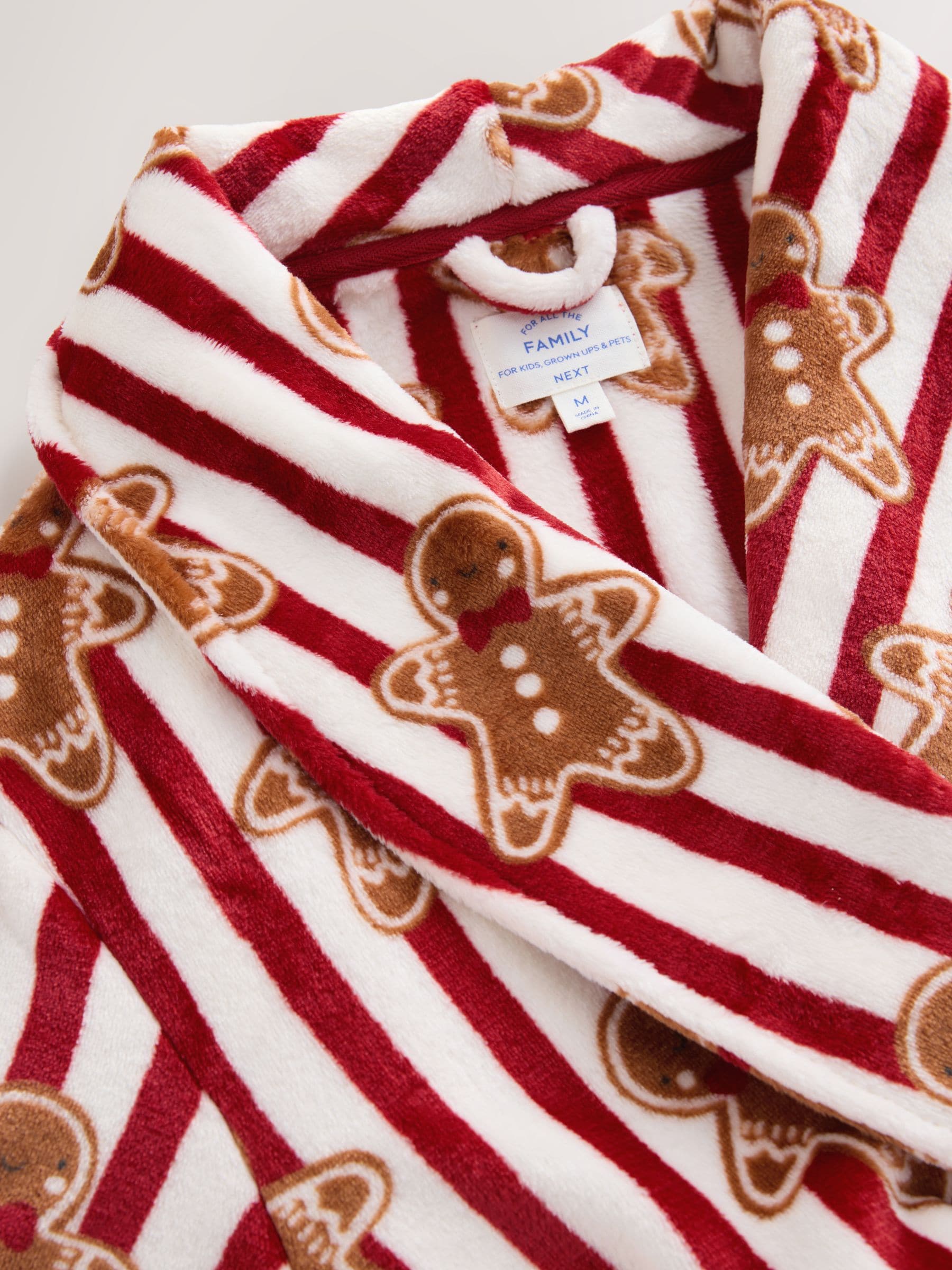 Rood met peperkoekprint - Bijpassende Familie Kerstmis Behaaglijke Fleece Badjas