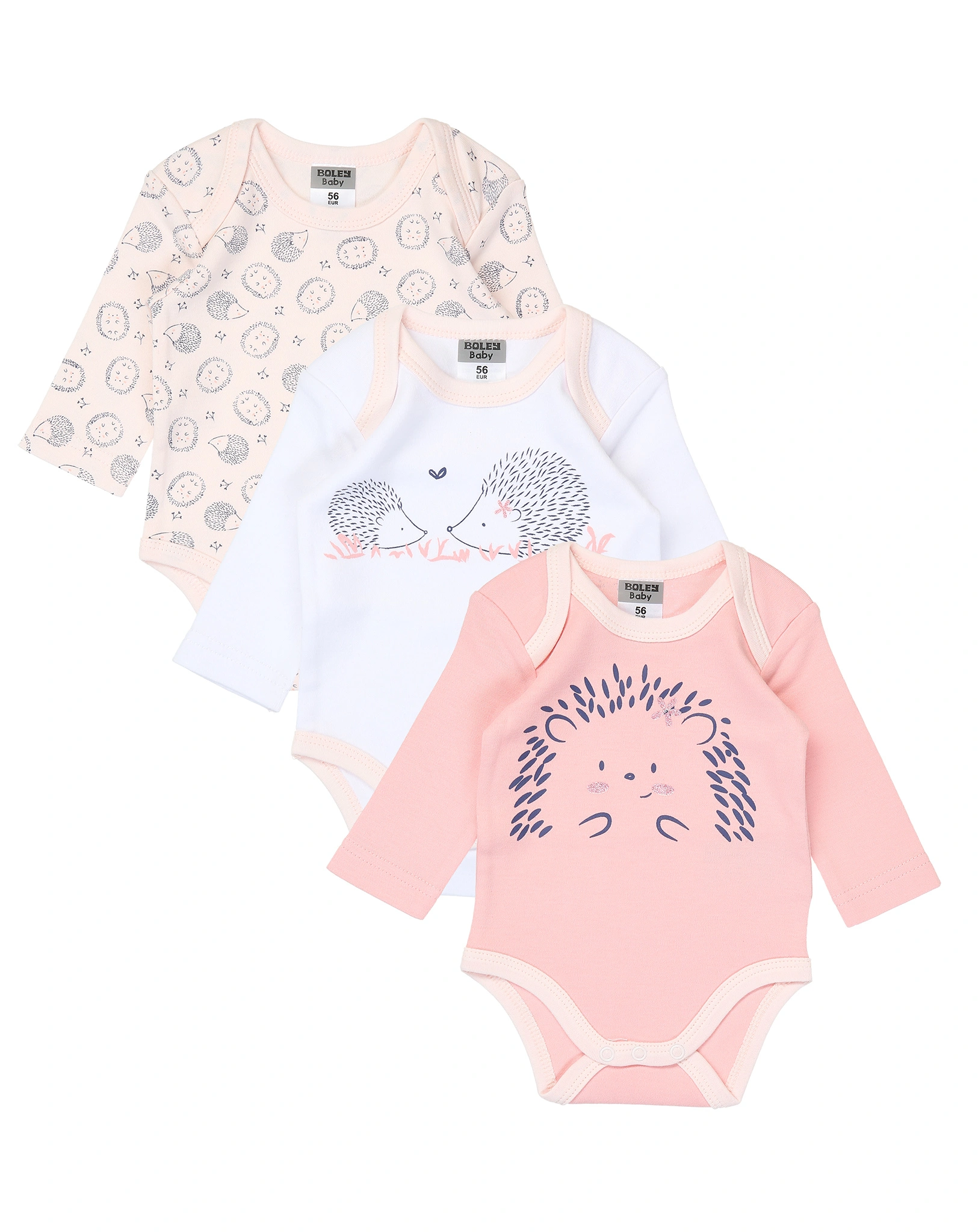Langarmbody IGEL 3er-Pack in rosa