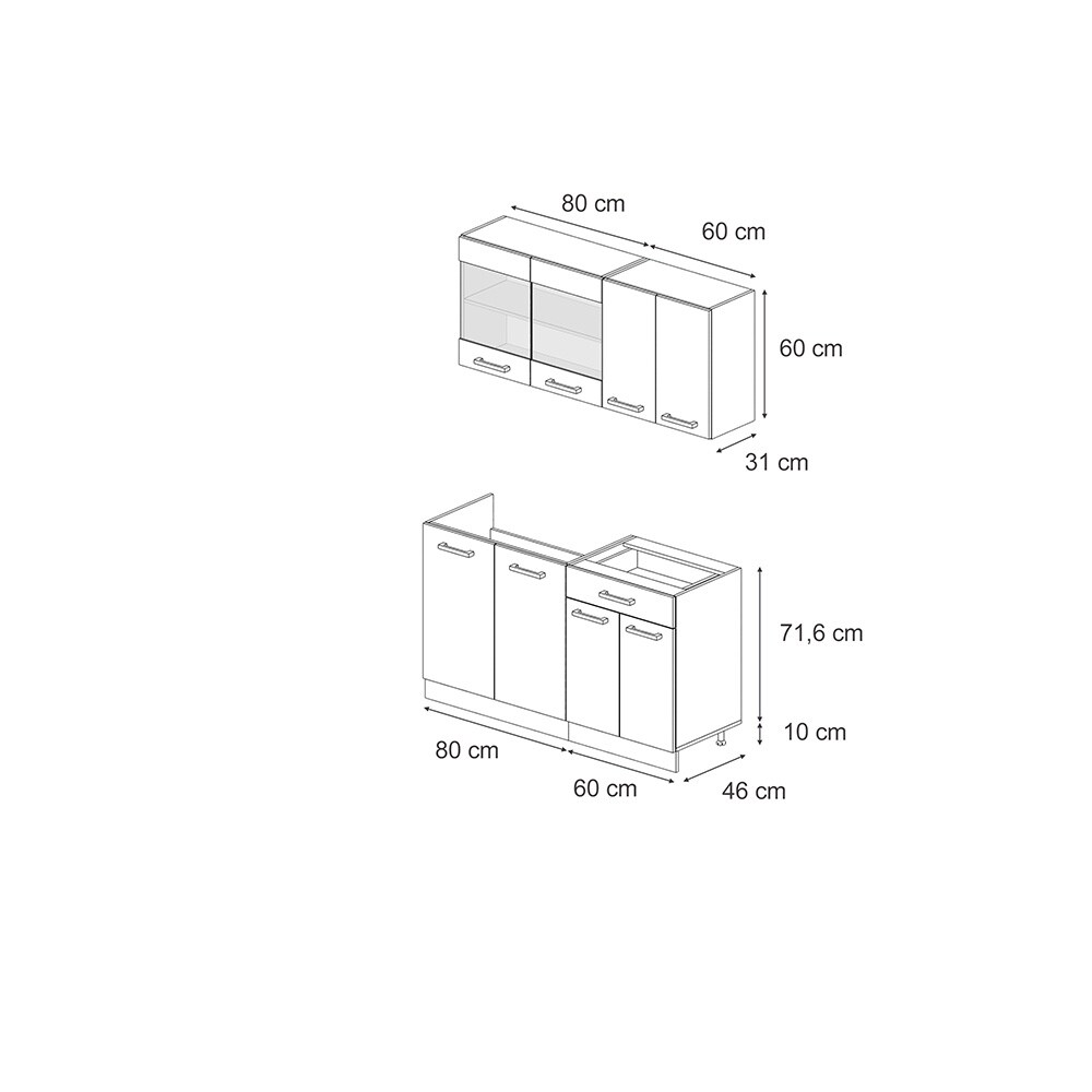 Vicco Küchenzeile R-Line Solid Anthrazit Blau Grau 140 cm modern Küchenschränke Küchenmöbel