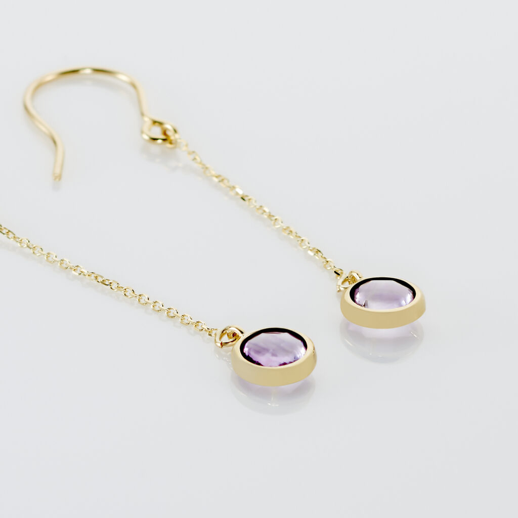 Boucles D'oreilles Pendantes Arenale Or Jaune Amethyste