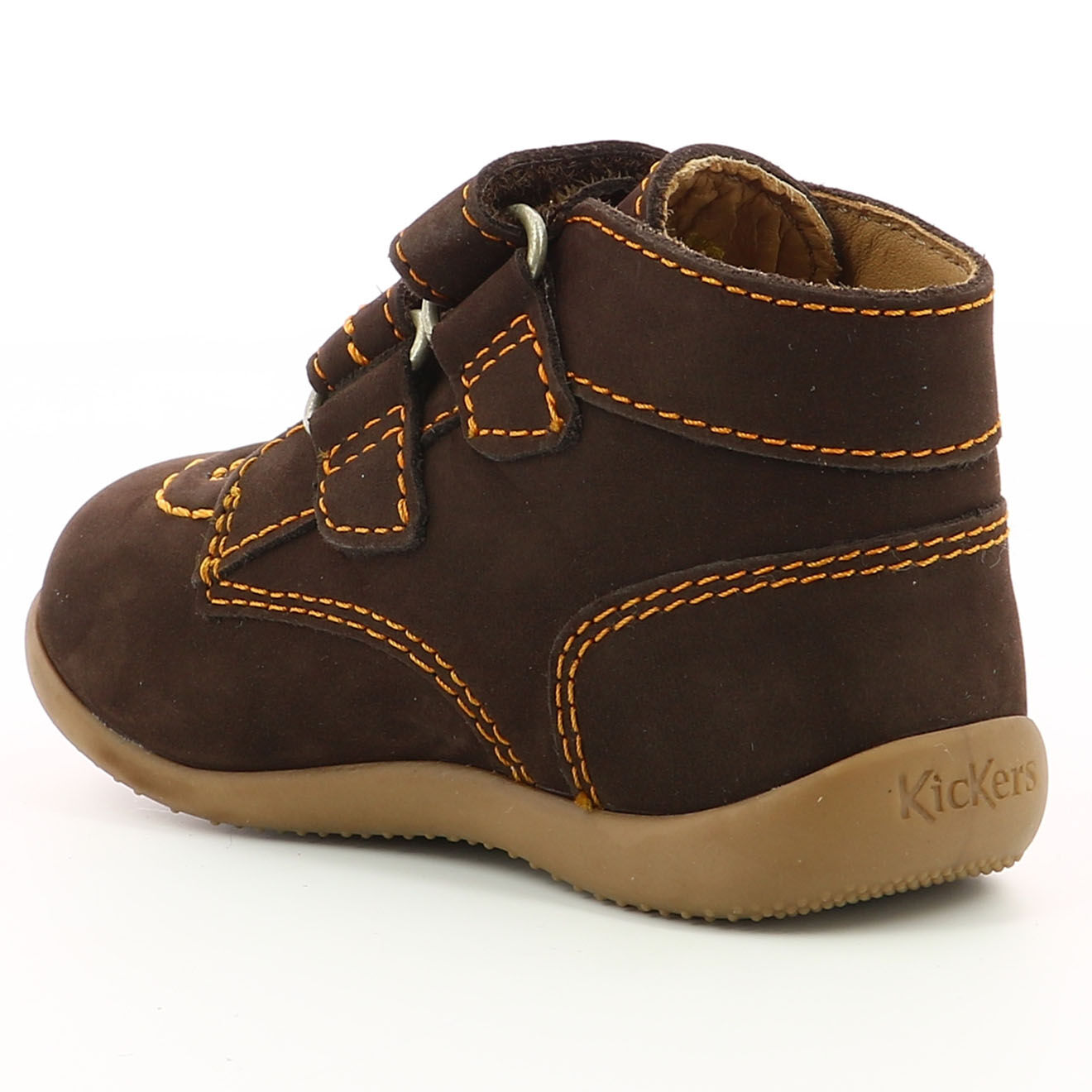 Kickers Bottillons en Velours de Cuir Bonkro marron foncé