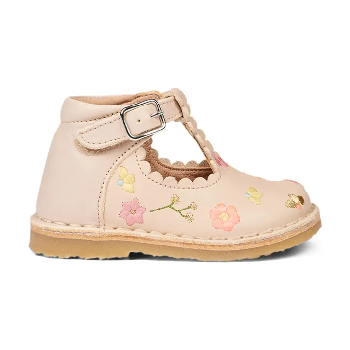 Petit Nord Babies T-Bar Brodées Fleurs - Collection Uniqua | Crème