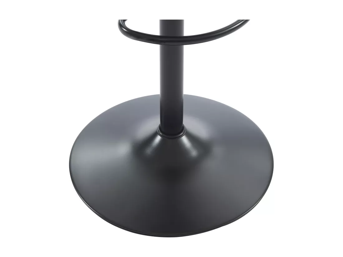 Lot de 2 tabourets de bar en tissu texturé et métal noir - Hauteur réglable - Beige - KELIANO