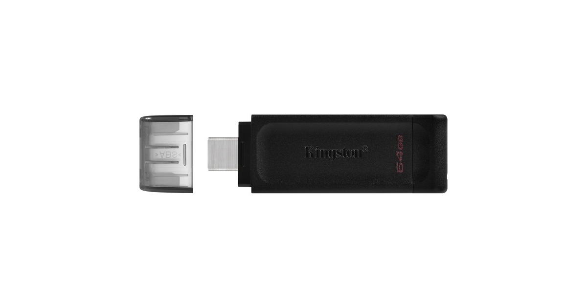 KingstonDataTraveler 70 64 GB usb-stick  (Zwart, DT70/64GB, USB-C 3.2 Gen 1)