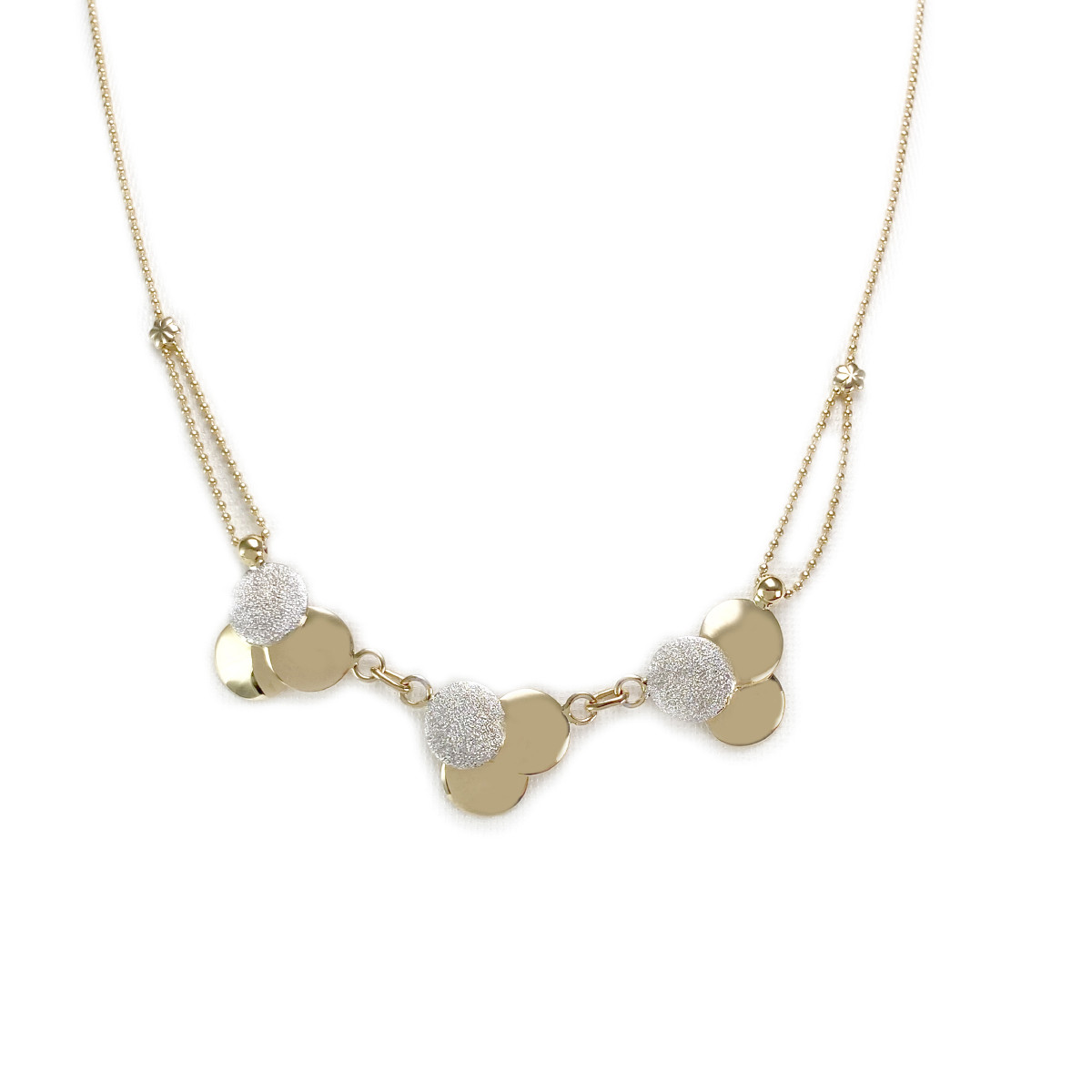 Collier d'occasion 2 ors 750 maille boule 42 cm