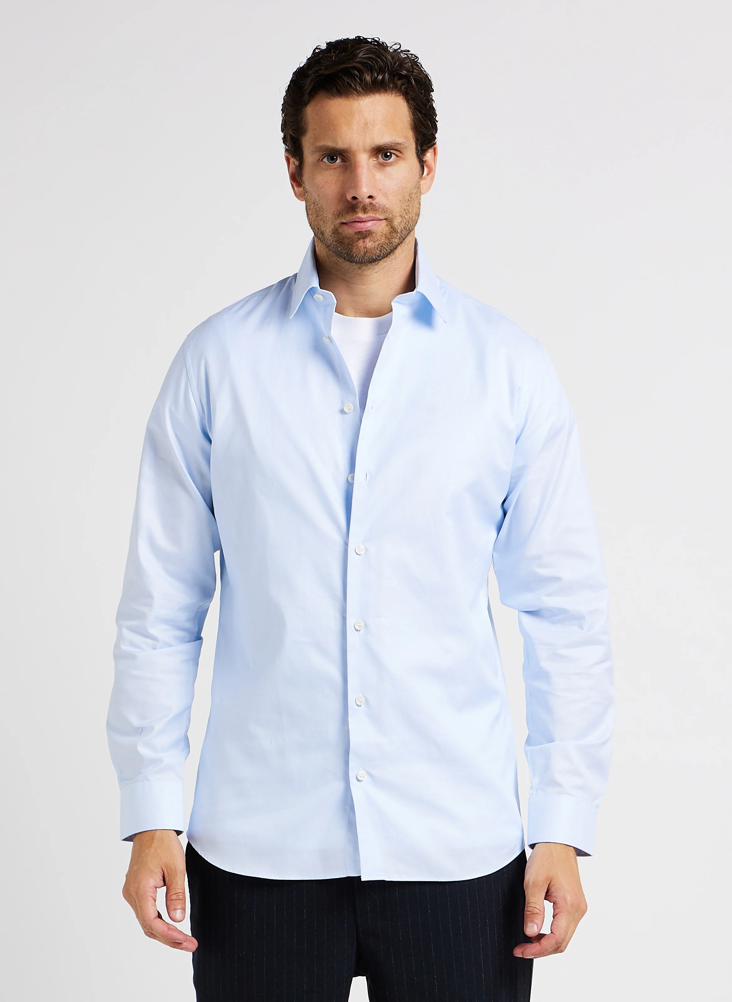 Chemise droite en coton | Bleu