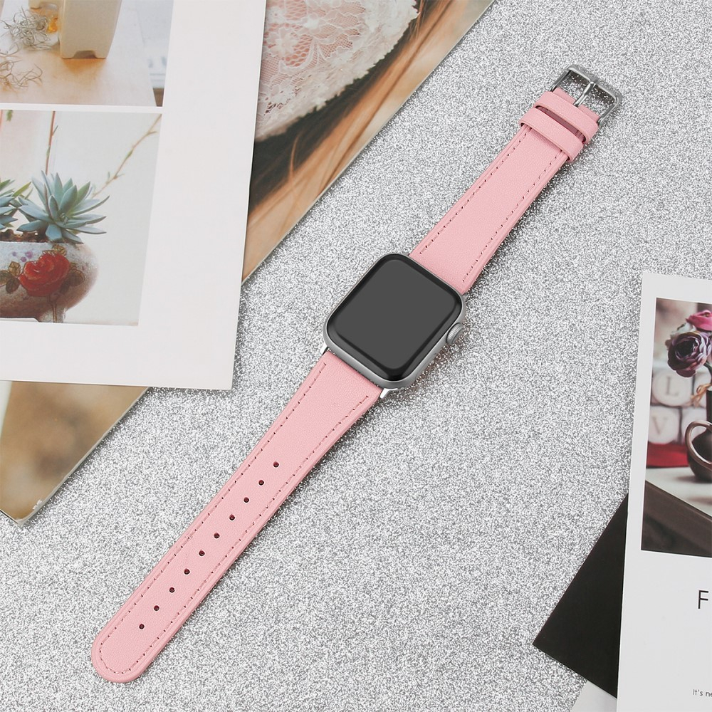 Apple Watch (42/41/40/38 mm) Ersatz Echtleder Armband (Gelenkumfang: 165-220mm) - Rosa
