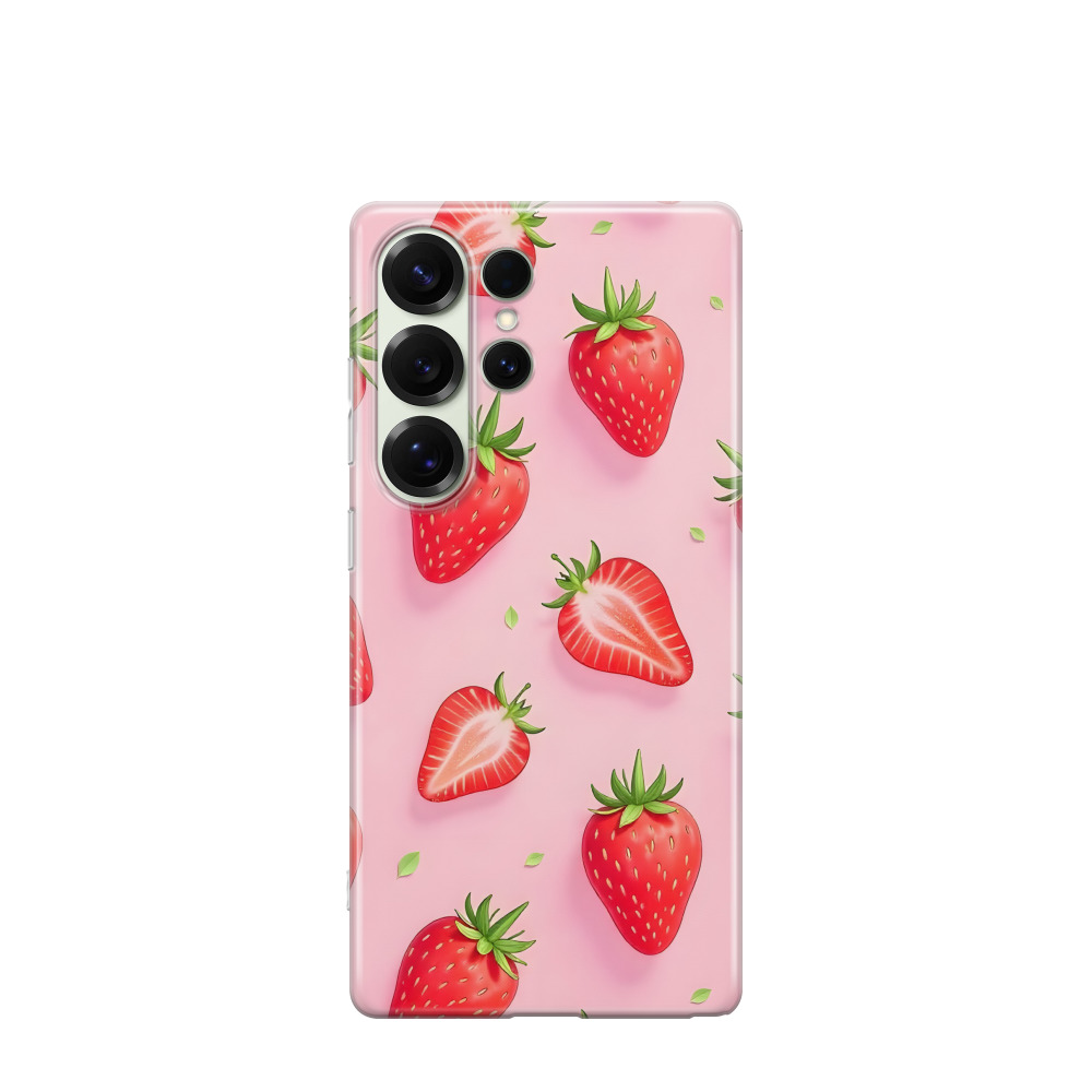 Samsung Galaxy S25 Ultra Gummi Hülle Sommer Erdbeere - Rot