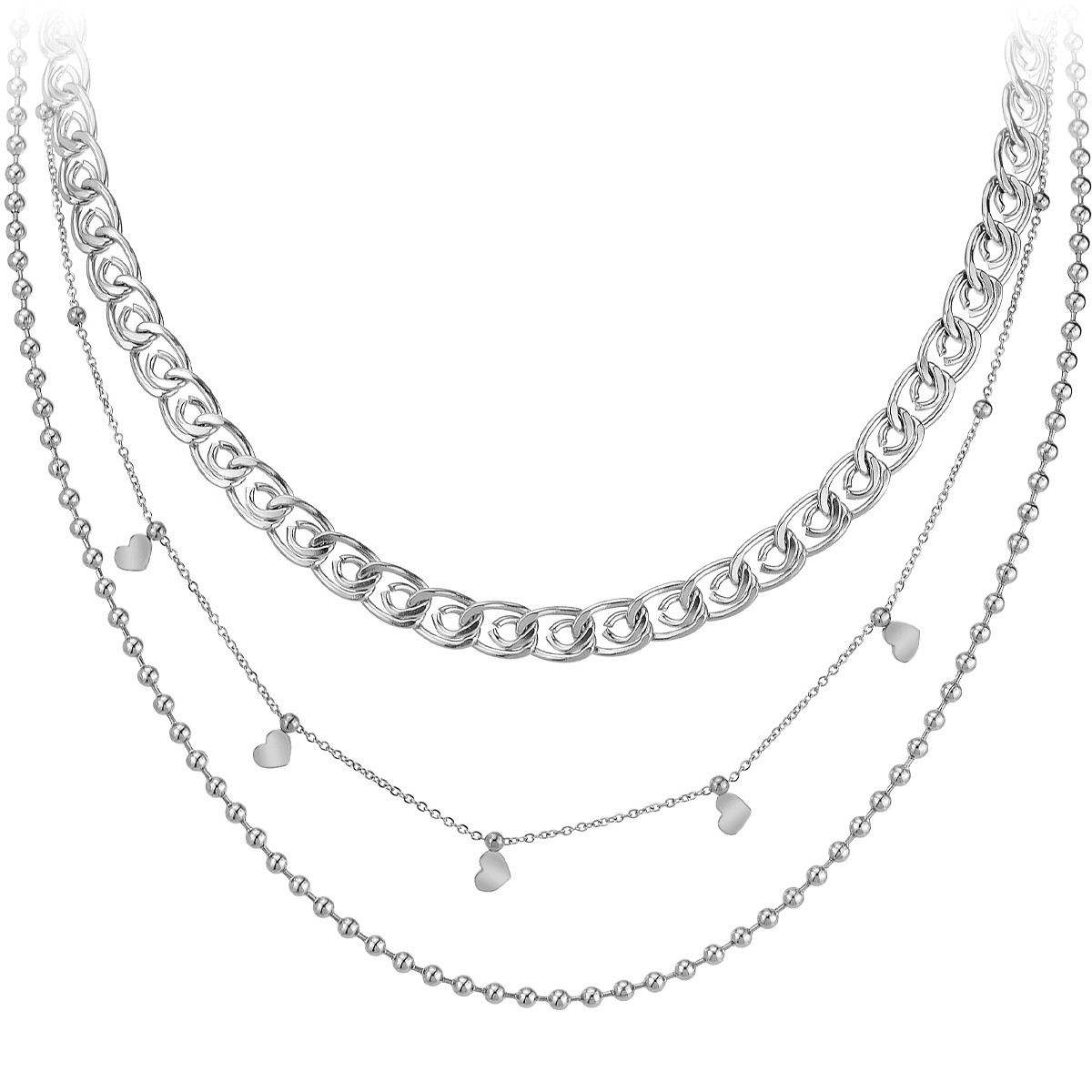 Collier multi-rangs - Acier inoxydable