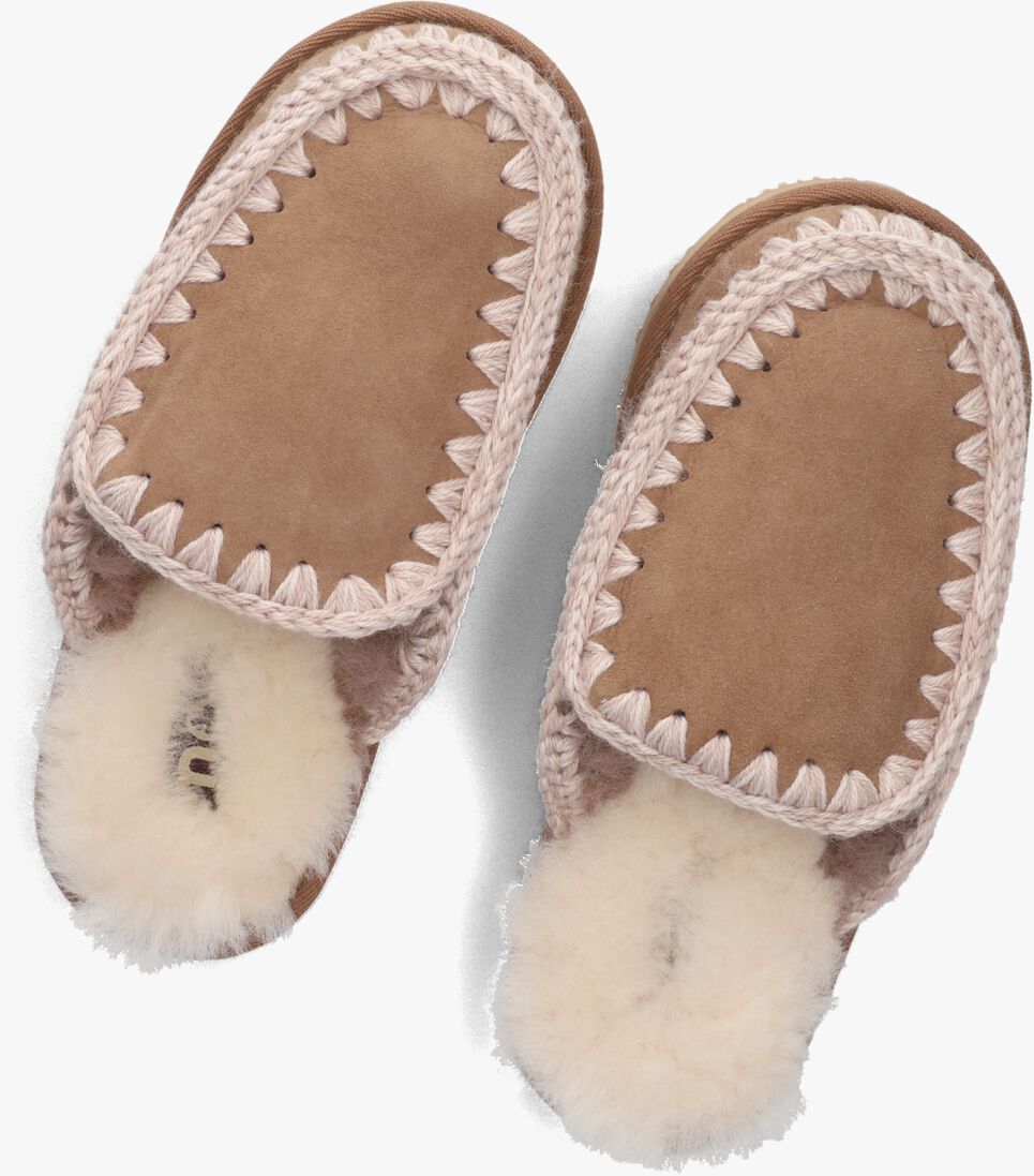 bruine mou pantoffels slipper full eskimo stitch