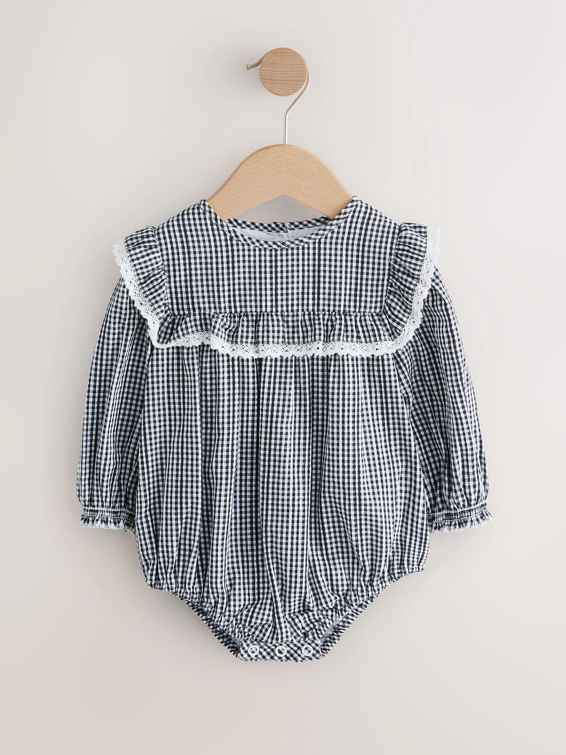 Grijs/wit met gingham-ruitje - Babyrompers met bloemenprint Set 2 -delig met maillot (0mnd -3jr)