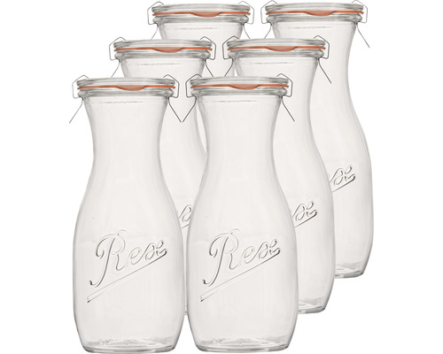 Sapfles, voorraadfles Rex RR60 incl. glazen deksel, sluiting en klemmen 500 ml 6 st.