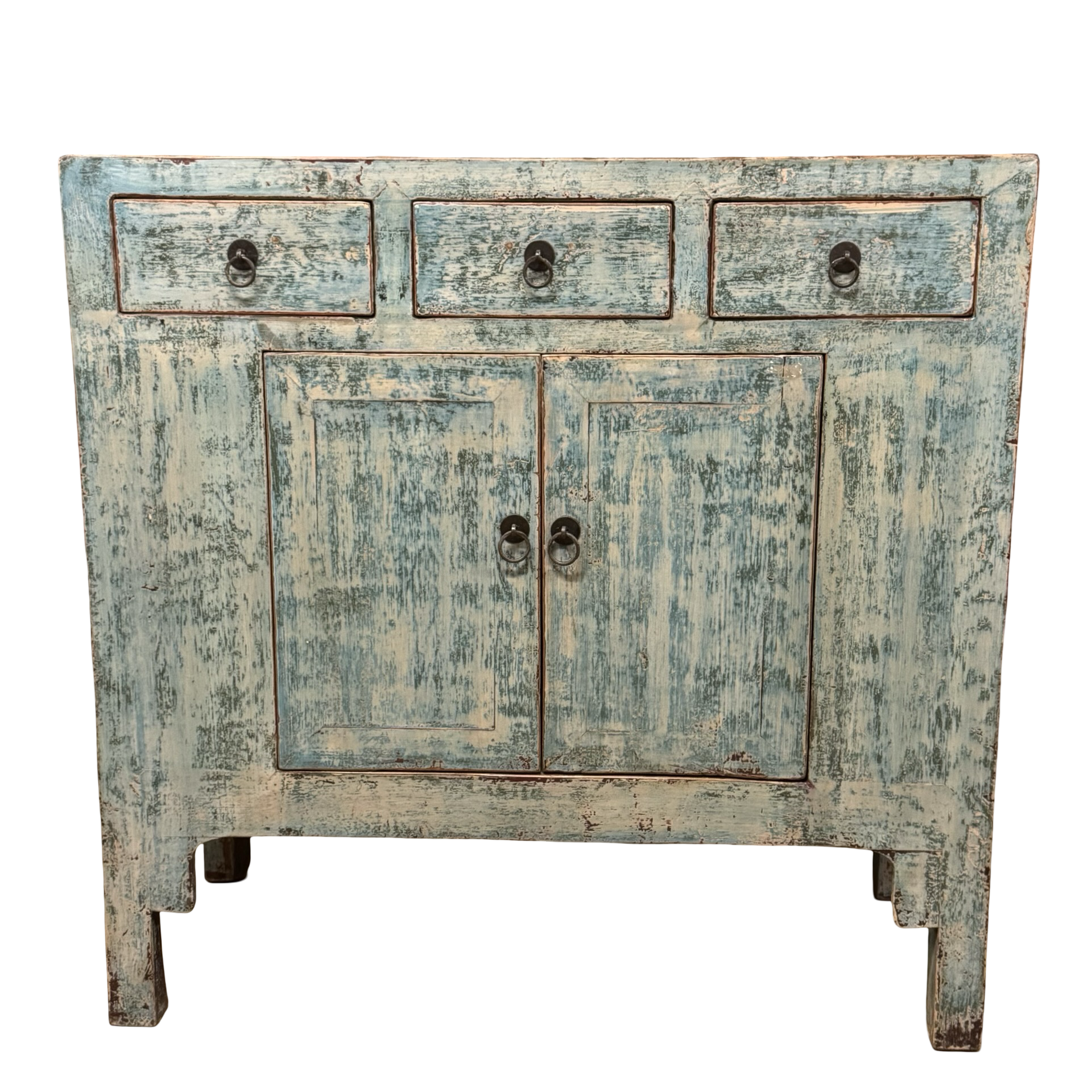 Ladekast blauw 3la 2deur uniek