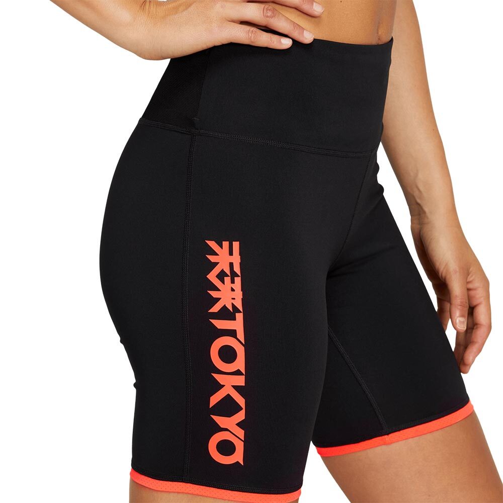 ASICS Future Tokyo Hardloopbroek Kort Zwart/Oranje Dames