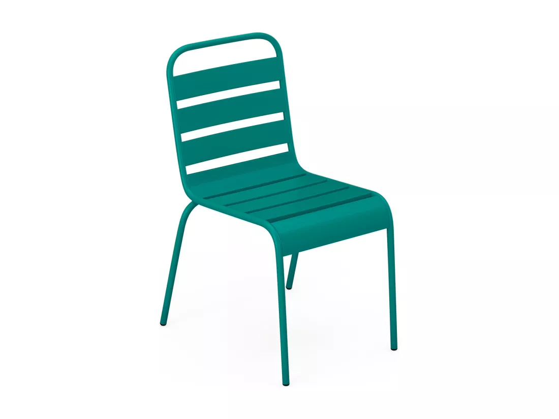 Lot de 2 chaises de jardin empilables en métal - Bleu canard - MIRMANDE de MYLIA