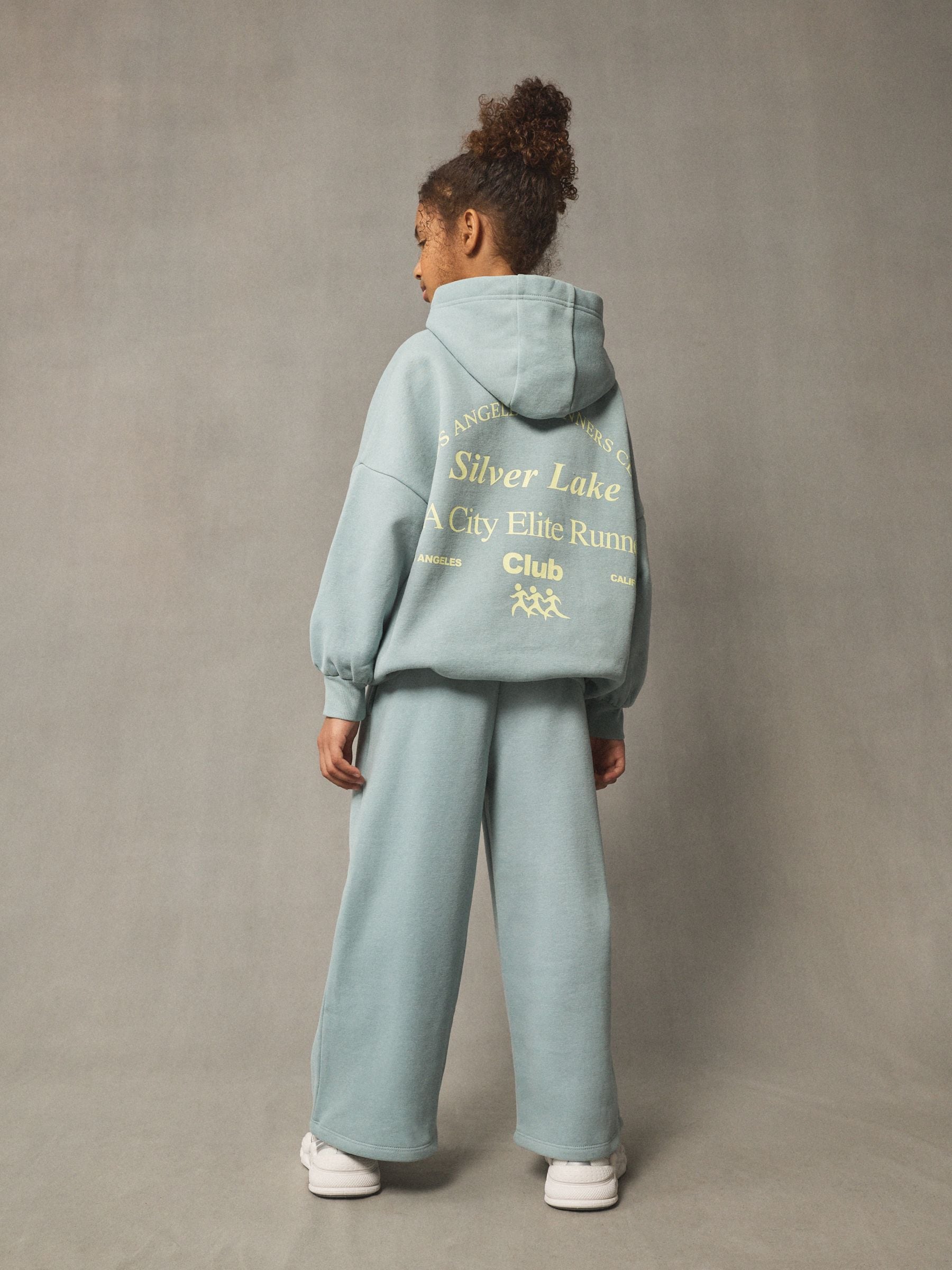Blauw - Set met hoodie en joggingbroek met wijde pijpen (3-16jr)