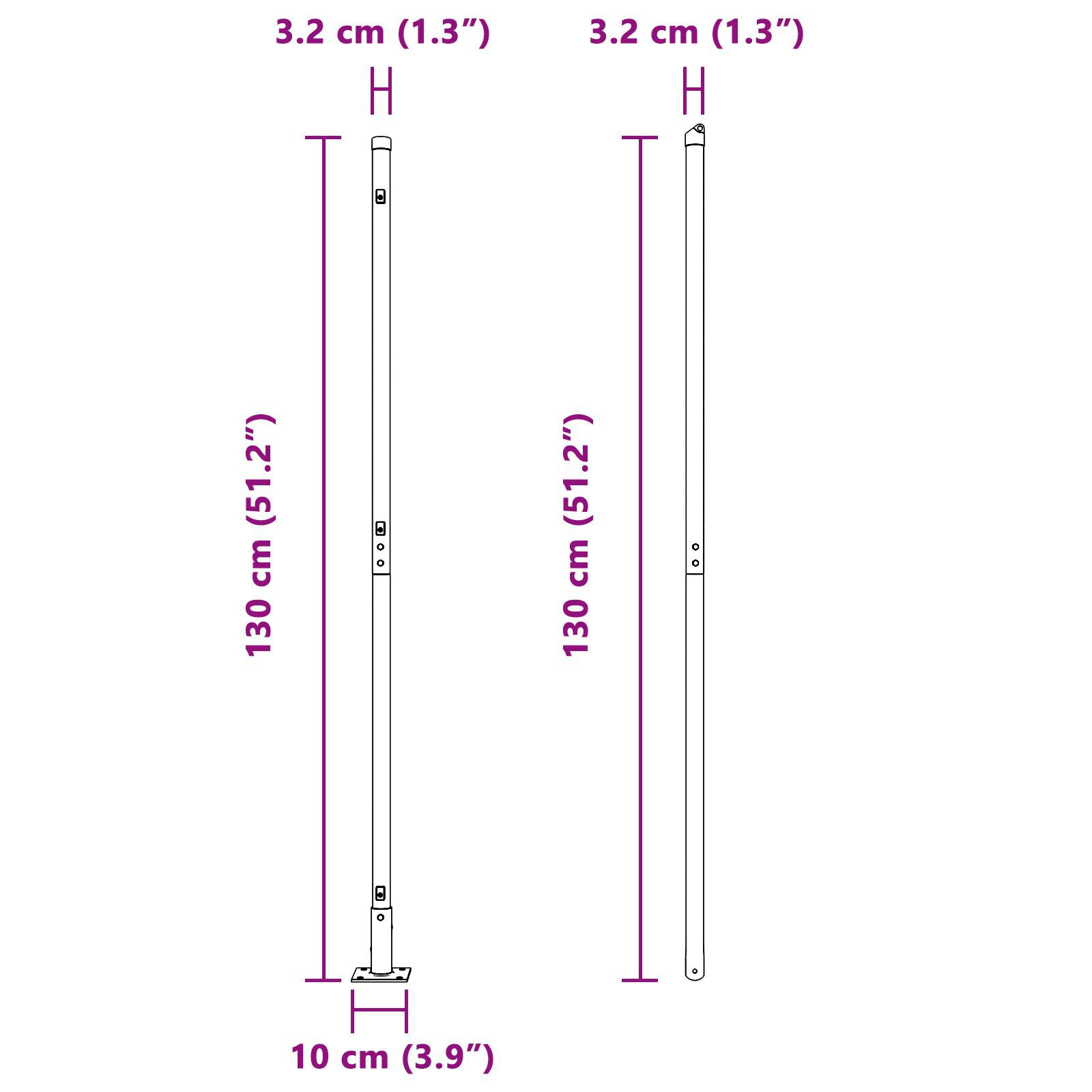 vidaXL Schuttingpalen 13 st Grijs Ø32mm 130 cm