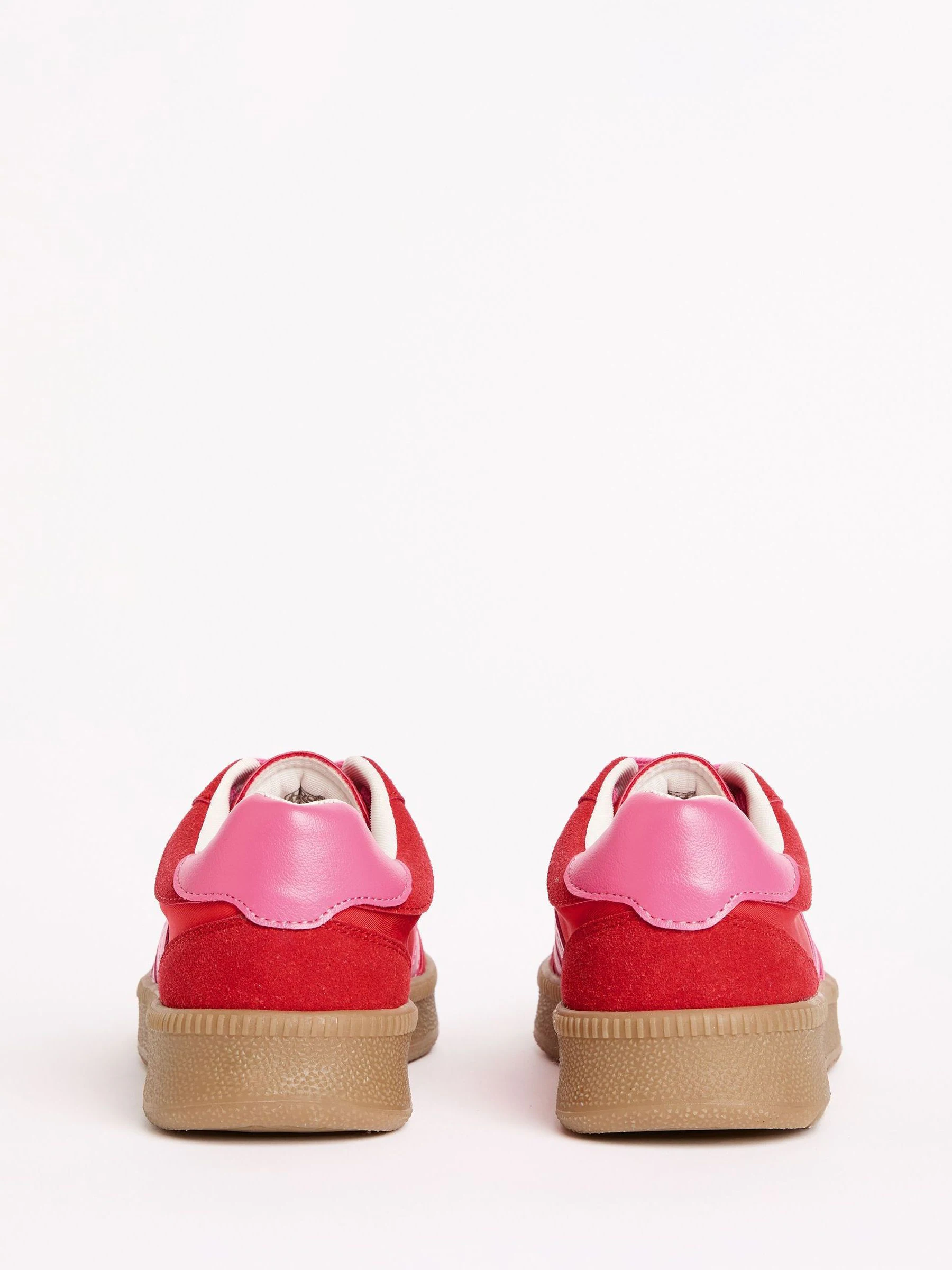 Rood/roze - Friends Like These retro sportschoenen met veters en rubberen zool