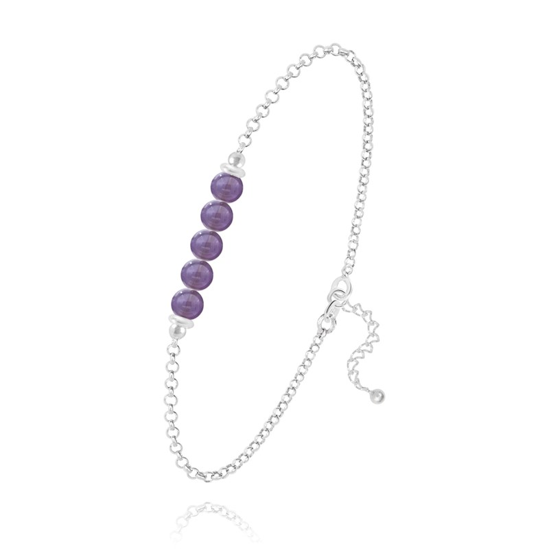 Bracelet en argent 925 et pierres naturelles Améthyste