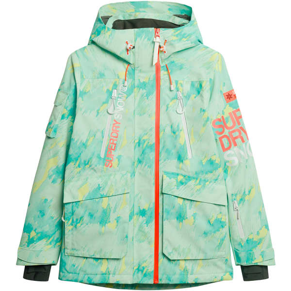 Veste de ski SUPERDRY SKI ULTIMATE RESCUE JACKET W ABSTRACT TEAL LIME