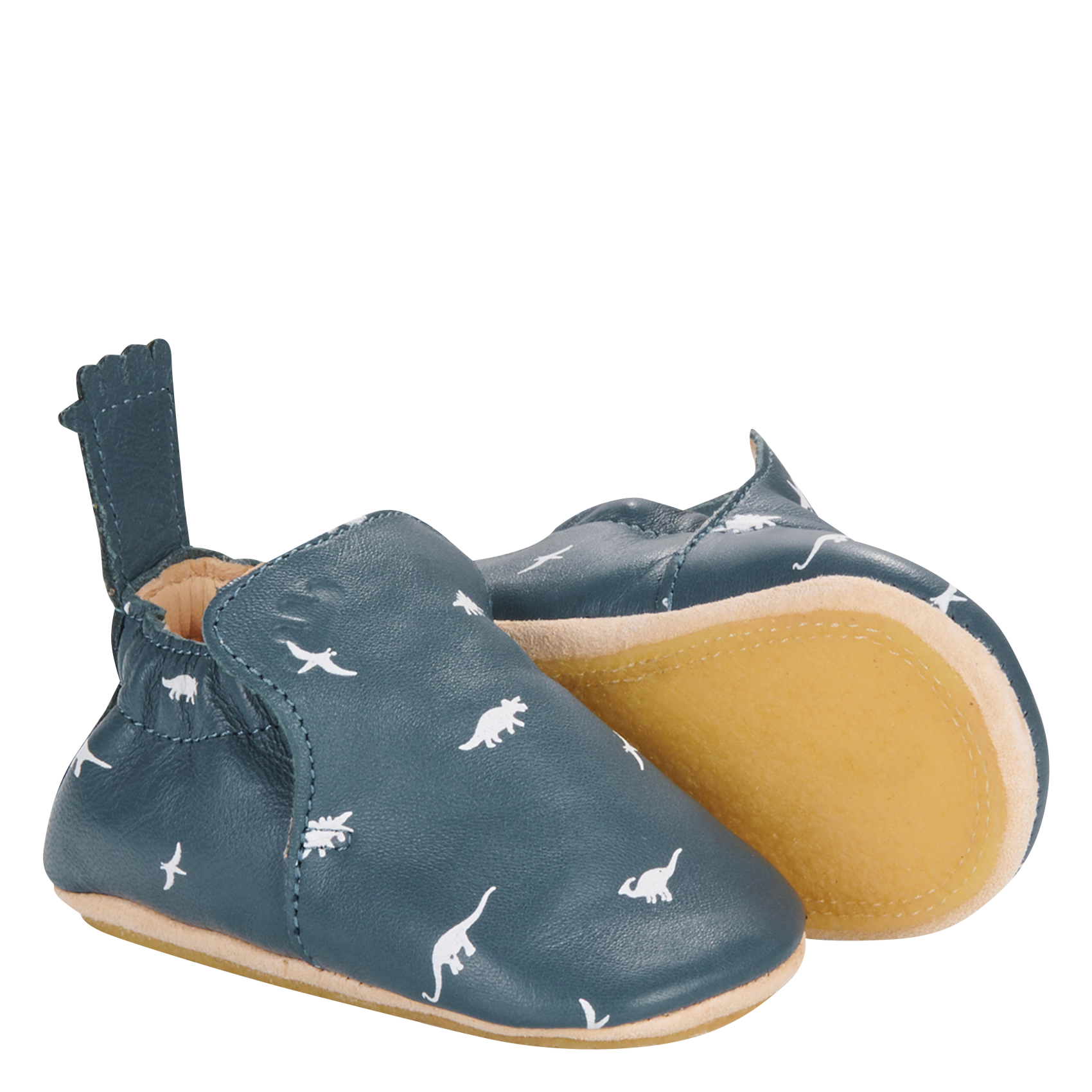 MY BLUBLU - Chaussons à imprimé dinosaures en cuir | Bleu