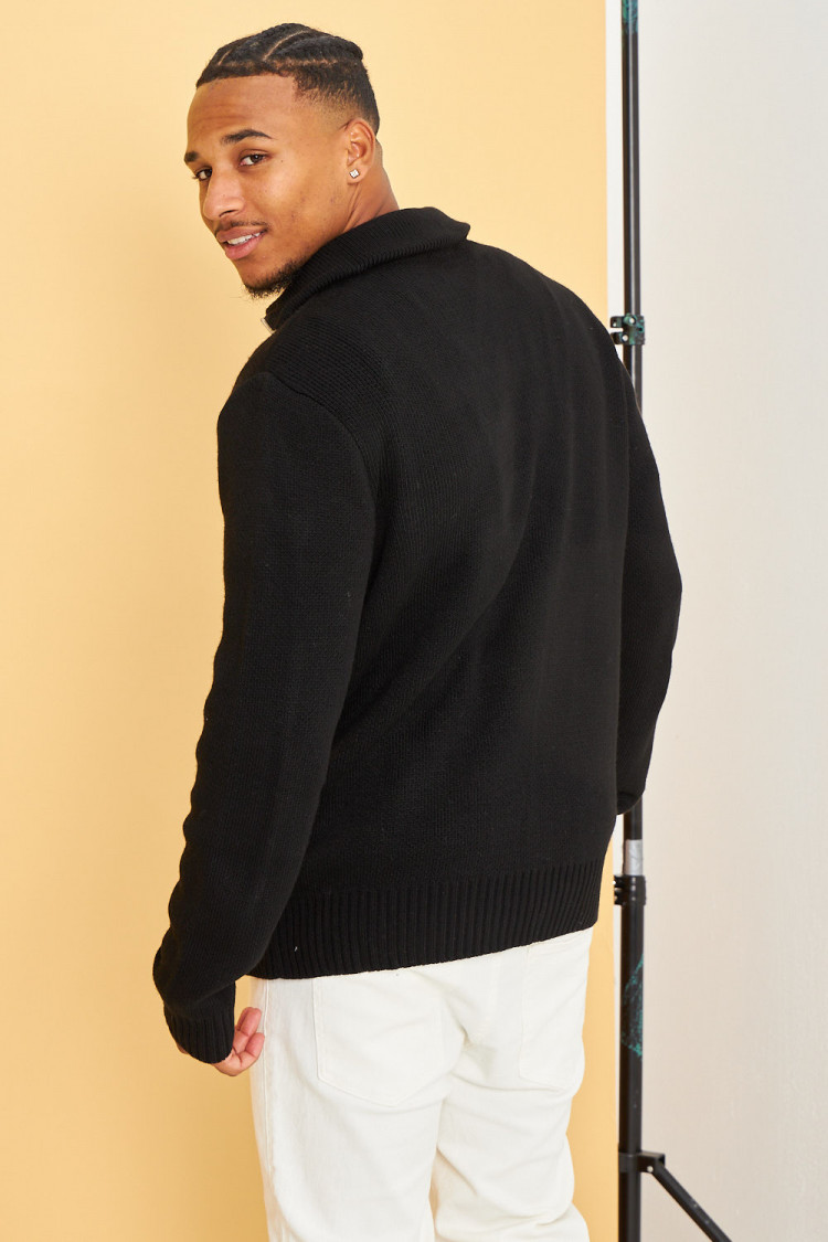 Pull noir col montant zippé