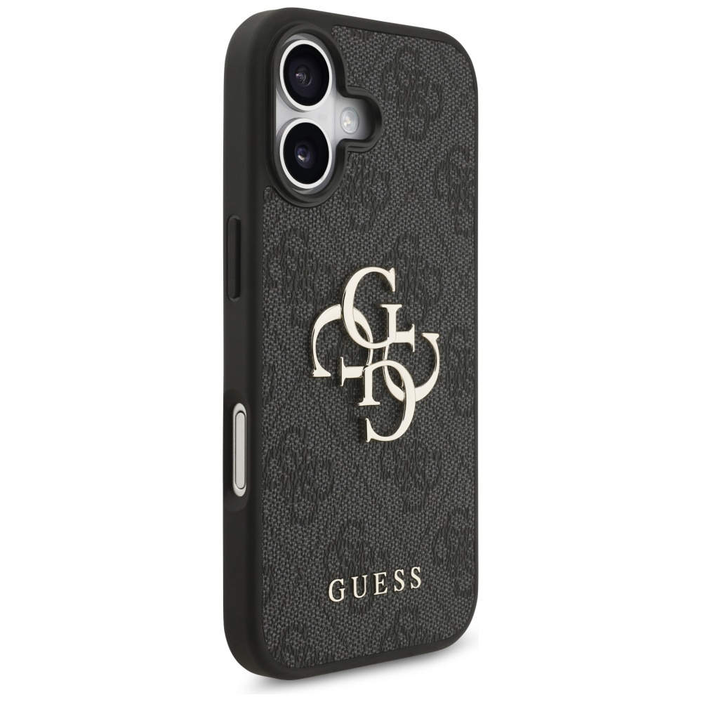 iPhone 17 Leder Hardcase Hülle 4G Big Metal Logo (GUHCP17S4GMGGR) - Schwarz