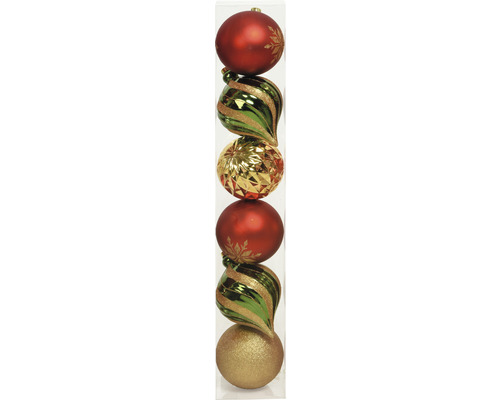 Kerstboomballen van kunststof Ø 15 cm rood groen 6 stuks