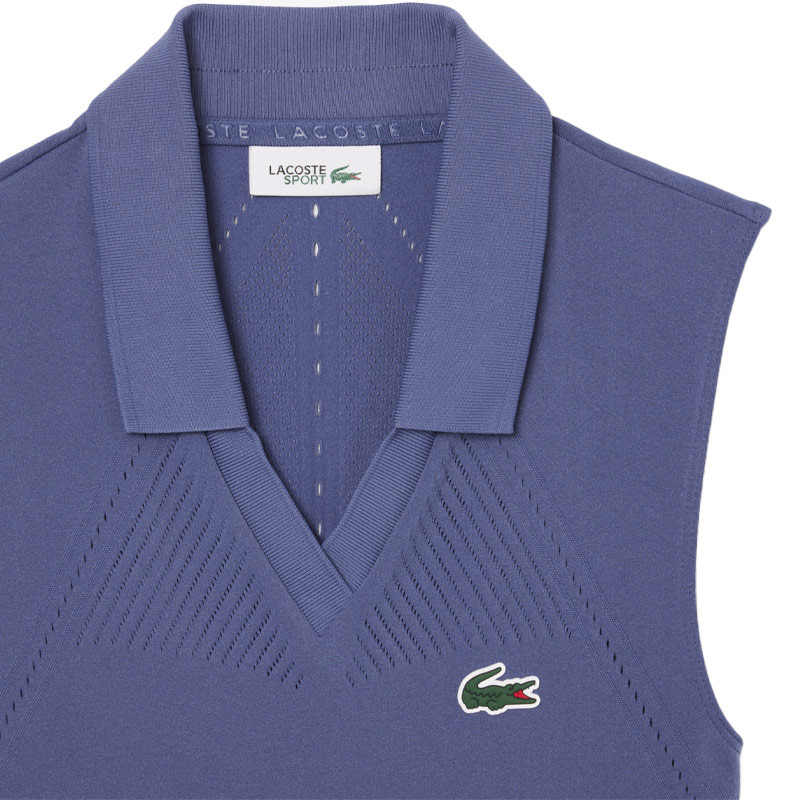 Robe de tennis bleu pour femme Lacoste Stretch avec shorty séparé