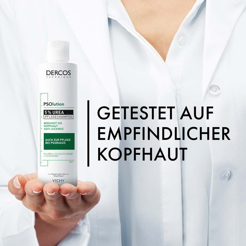 Vichy DERCOS Psolution Pflegeshampoo: Beruhigendes Pflegeshampoo mit 5 % Urea gegen trockene juckende Kopfhaut – für empfindliche Kopfhaut geeignet