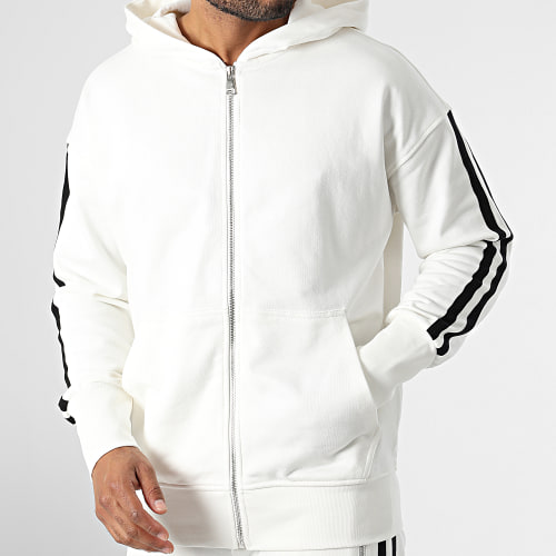 Ensemble De Survetement A Bandes FTK 6195 Blanc