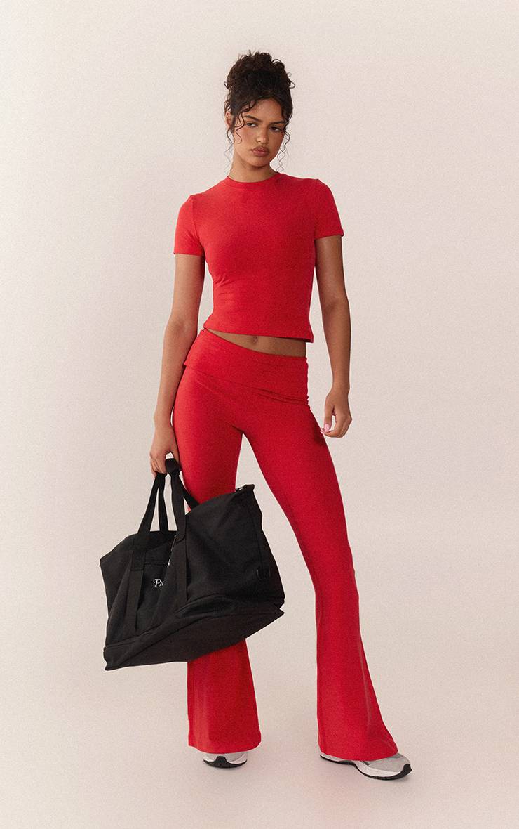 Rouge Pantalon De Yoga En Coton Doux Mélange Prune Profond