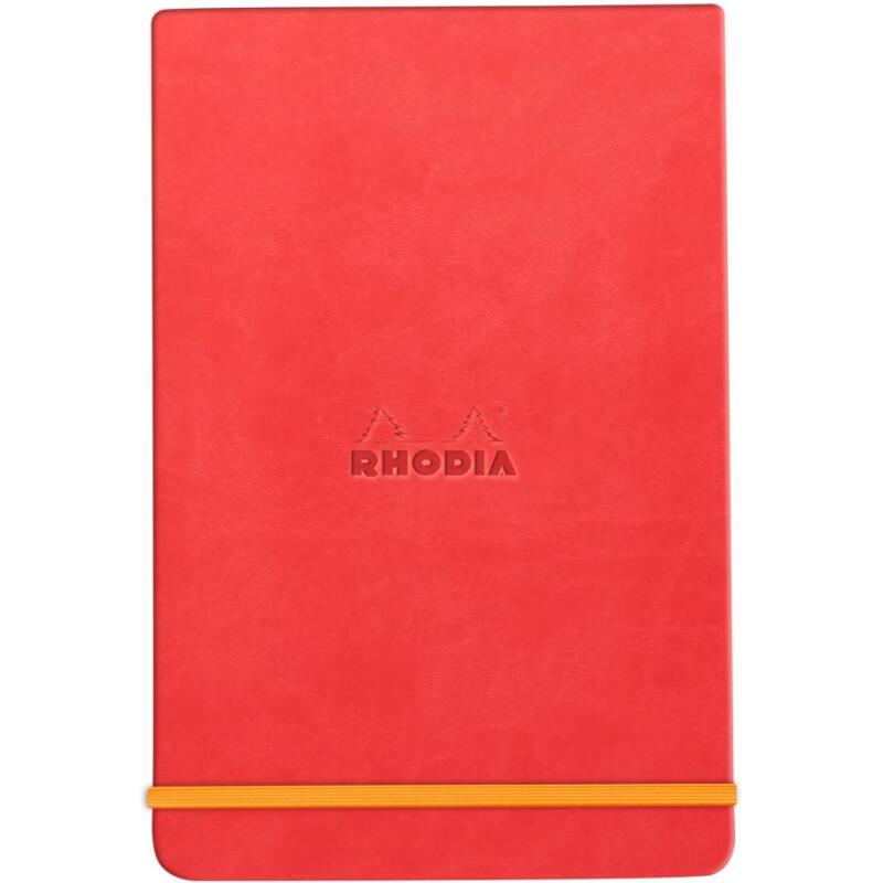 Rhodiarama Webnotepad rembordé rigide 9x14 cm 192 pages ligné microperforé papier ivoire 90g fermeture élastique - Corail