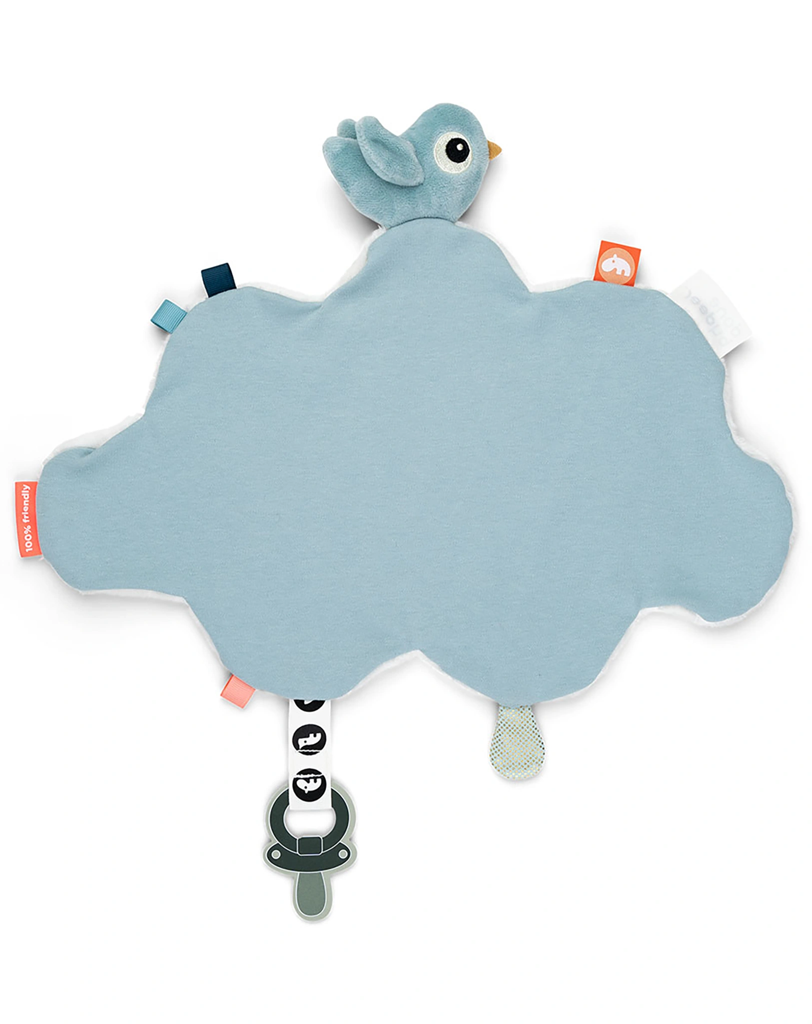Schmusetuch HAPPY CLOUDS mit Schnullerhalter in blau