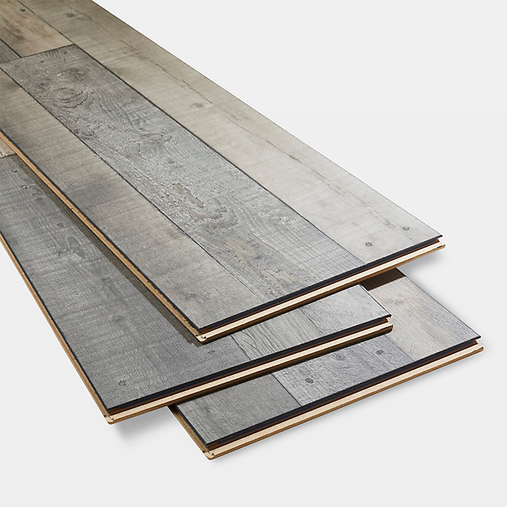 Sol stratifié Dunwich décor chêne gris L. 128,6 x l. 28,2 cm x Ep. 8 mm GoodHome