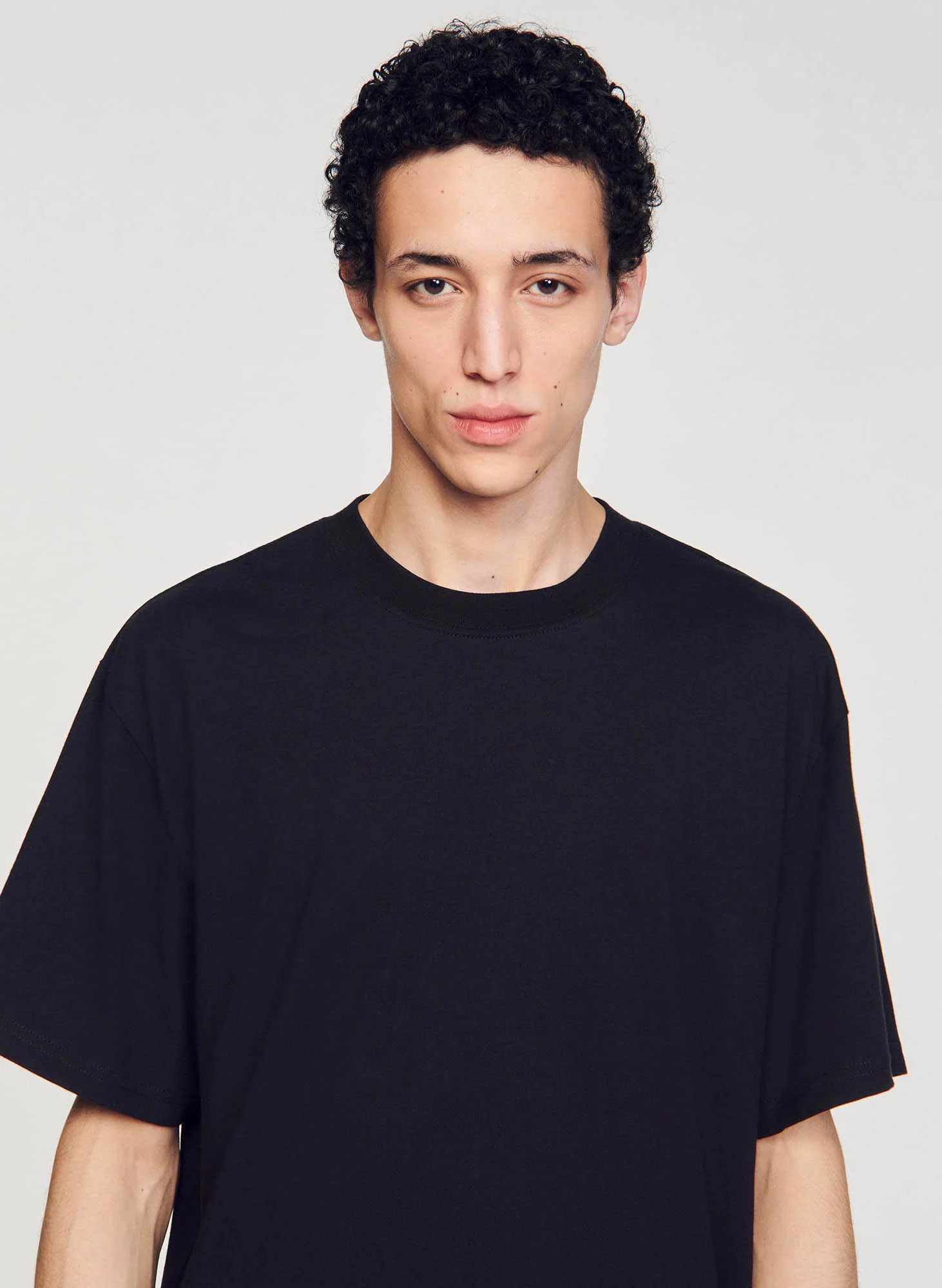 Tee-shirt oversize col rond en coton | Noir
