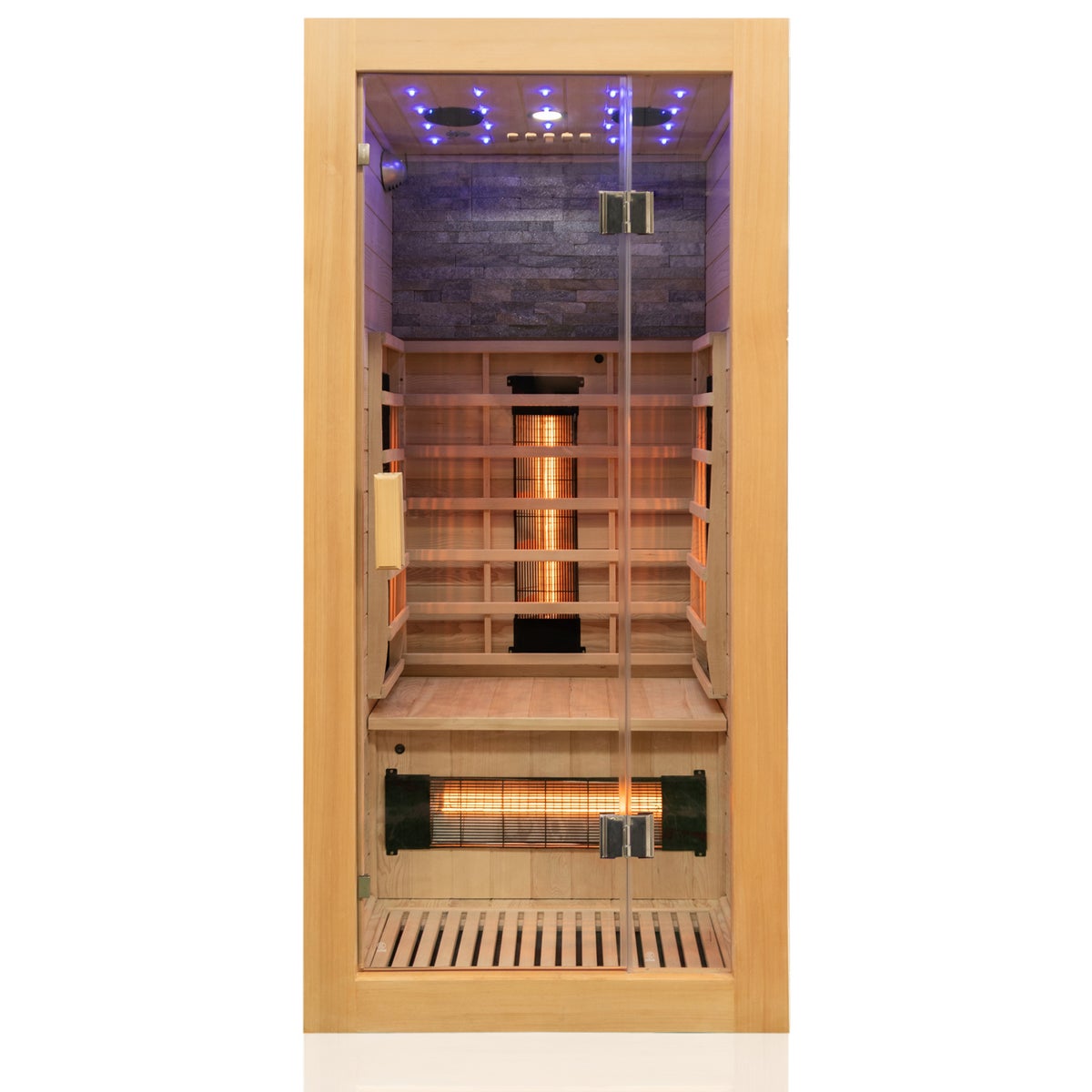 Dewello® Infraroodcabine Infraroodsauna MILTON 90cm x 90cm incl. 4 full spectrum emitters, koolstof emitters, 1 persoon, LED